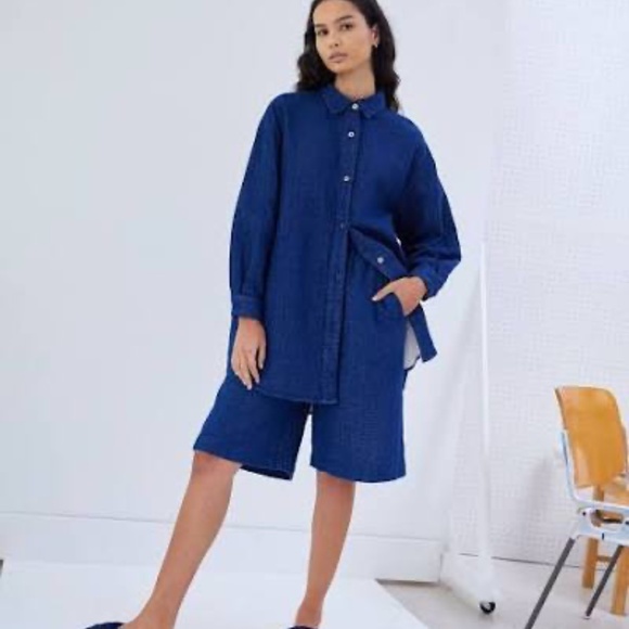 ATELIER DELPHINE OVERSIZED SHIRT JACKET IN INDIGO, BARELY WORN, SIZE XS FITS S-M - Picture 5 of 5